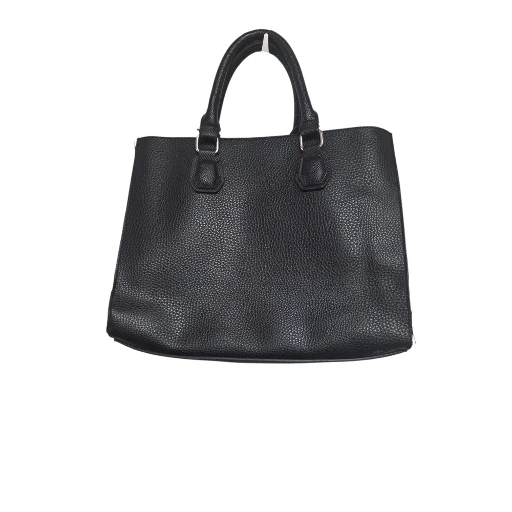 REACTION Kenneth Cole Black‎ Faux Leather Satchel Top Handle Handbag Purse